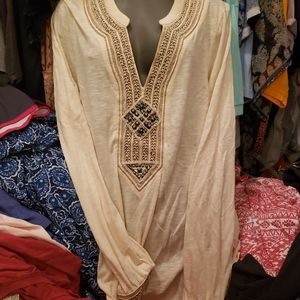 Lucky Brand Womens Emblished Top. Long Sleeves. Nw